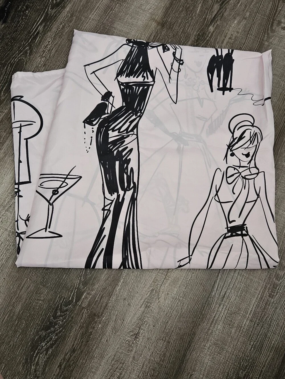 Girly Pink Shower Curtain Fashion Sketch 72x72
